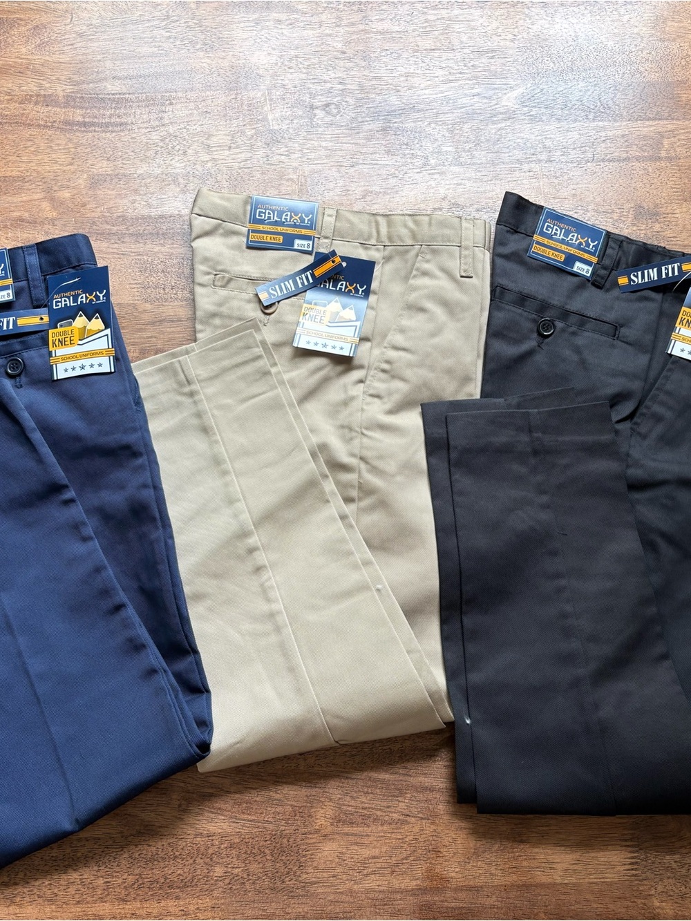 Galaxy By Harvic Slim Fit Boys Chinos - Black, Khaki, Navy